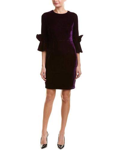 Donna Morgan 3/4 Bell Sleeve Shift Dress With Bow Detail - Purple