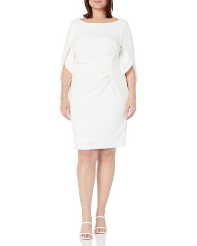 DKNY Open Sleeve Ruched Sheath Dress - White