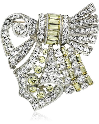 Ben-Amun Ben-amun Yellow Deco Collection Crystal New York Fashion Jewelry Earrings Brooch Necklace - White