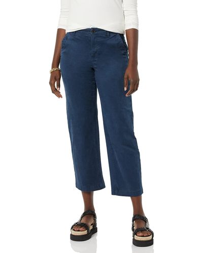 Amazon Essentials Stretch Chino Wide-leg Ankle Crop Pants - Blue