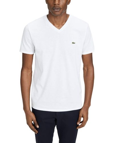 Lacoste Short Sleeve V-neck Pima Cotton Jersey T-shirt,white,x-large