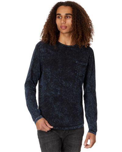 John Varvatos Sid Long Sleeve Crew With Chest Pocket With Galaxy Wash K6393z4 - Blue