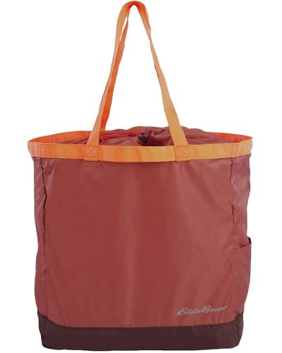 Eddie Bauer Stowaway Packable 25l Cinch Tote With Adjustable Cord-lock Closure And Exterior Slip Pocket - Red