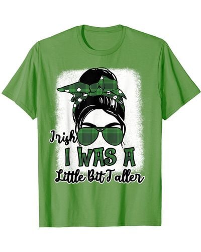 Caterpillar Funny St Patrick Day I Was Little Bit Taller Irish Mom T-shirt - Green