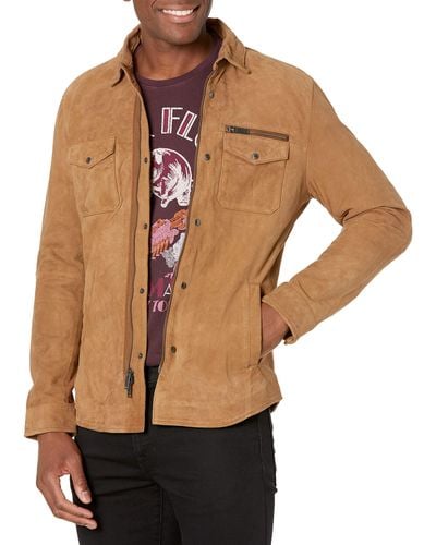 John Varvatos Star Usa Shilo Light Suede Shirt Jacket - Brown