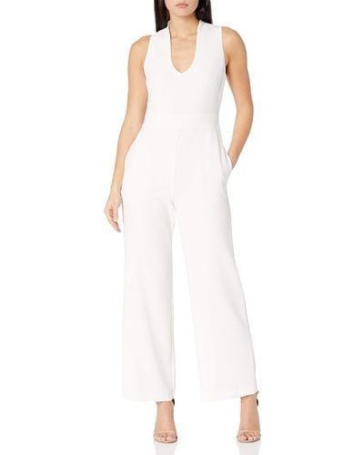 Vince Camuto Camuto Womens Scoop Neck Crepe Jumpsuit - White