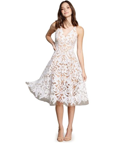 Dress the Population Blair Lace Sequin Fit & Flare - White