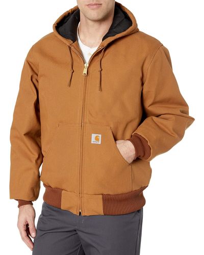 Carhartt Big & Tall Quilted Flannel Lined Duck Active Jacket J140,brown,x-large Tall