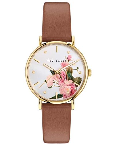Ted Baker Ladies Tan Eco Genuine Leather Strap Watch - Pink