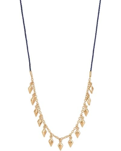 Lucky Brand Diamond Charm Threaded Collar Necklace - Metallic