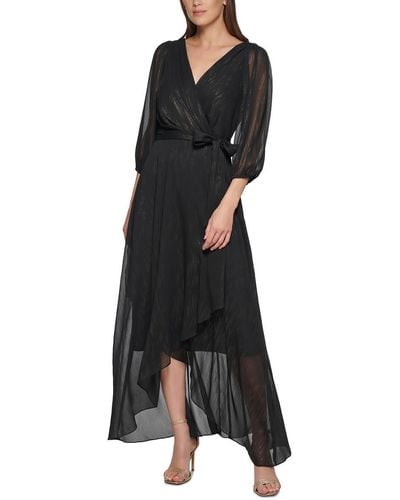 DKNY Double Strap Cold Shoulder Gown - Black