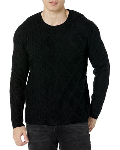 John Varvatos Dotel Long Sleeve Cable Sweater - Black
