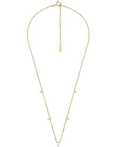 Fossil Sadie 14k Gold Plated Brass Dangle Necklace - Metallic