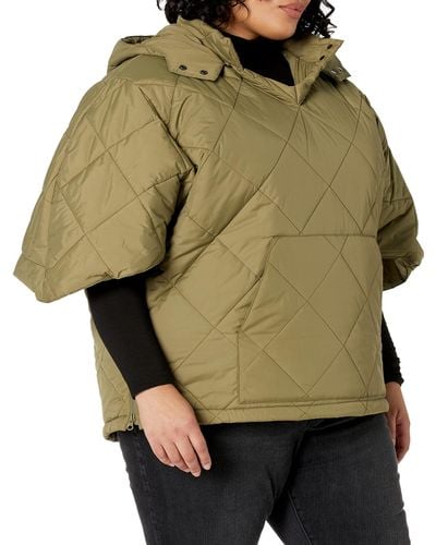 The Drop Martini Olive Noelle Quilted Anorak Cape - Green