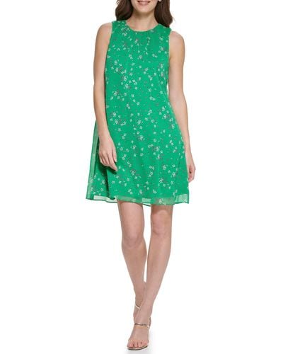 DKNY Floral A-line Dress - Green