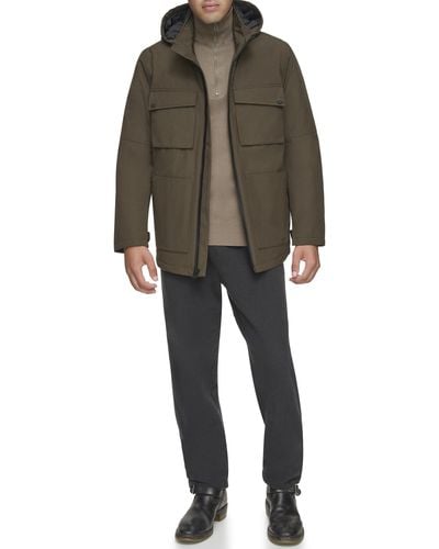Andrew Marc Mid-length Water Resistant Laueld Jacket Zip Off Hood - Multicolor