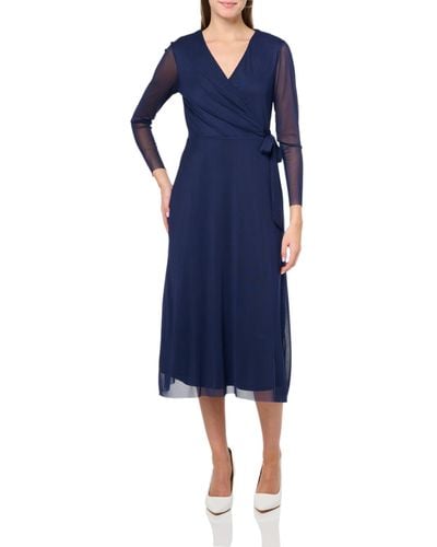 Anne Klein Midi Wrap Dress - Blue