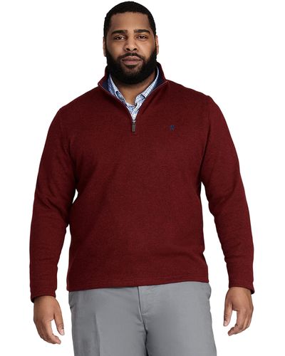 Izod Advantage Performance Quarter Zip Sweater Fleece Solid Pullover - Red