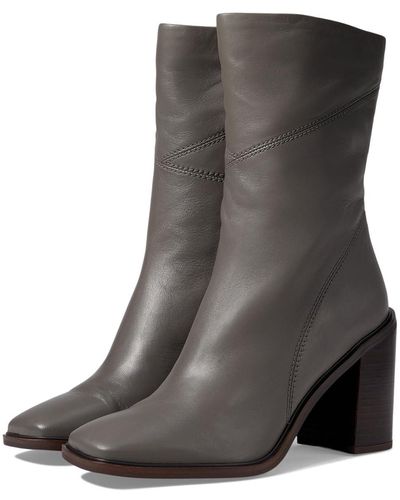 Franco Sarto S Stevie Mid Calf Boot Graphite Gray Leather 7.5 M - Black