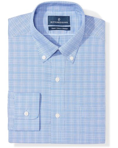 Buttoned Down Classic-fit Supima Cotton Non-iron Stripe Dress Shirt - Blue
