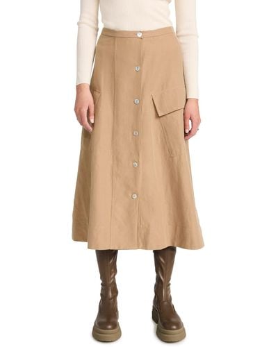 Vince S Utility Button Down Skirt - Natural