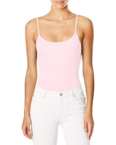 Hanes Womens Stretch Cotton With Built-in Shelf Bra Cami Shirt - Pink
