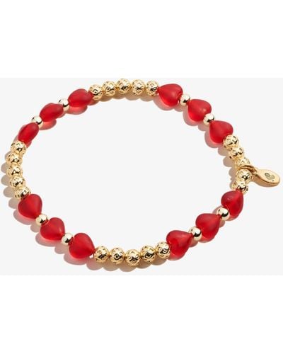 ALEX AND ANI A21stvdy04sg,crystal Heart Stretch Bracelet,shiny Gold,red
