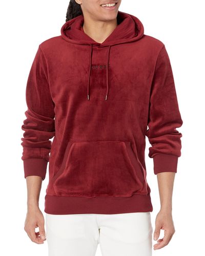 Guess Long Sleeve Bonded Popover Hoodie - Red