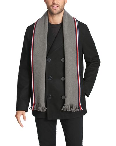 Tommy Hilfiger Wool Melton Classic Double Breasted Peacoat - Black
