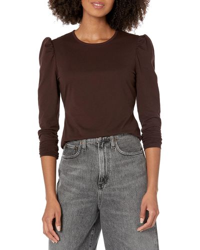 Rebecca Taylor Ruched Ls Top - Brown