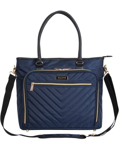 Kenneth Cole Chelsea Quilted Chevron 15" Laptop & Tablet Business Tote With Removeable Shoulder Strap - Blue