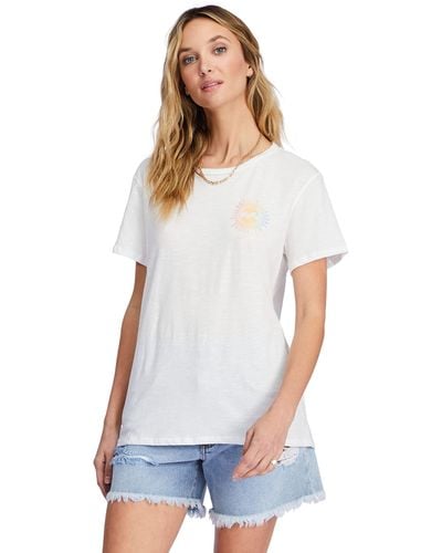 Billabong Womens Premium Short Sleeve Logo Graphic Tee T Shirt - White