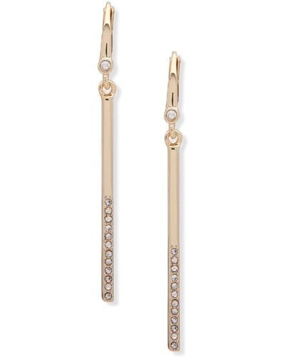 DKNY Tone Half-pavé Bar Linear Drop Earrings - Gold Earrings For - Elegant Dangle Earrings - Beautiful - Metallic
