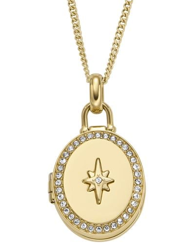 Fossil Locket Collection Stainless Steel Pendant Necklace - Metallic