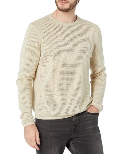 John Varvatos Piers Long Sleeve Crew Sweater - Natural