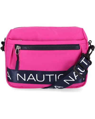 Nautica Nylon Bean Crossbody/belt Bag With Adjustable Shoulder Strap - Pink