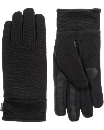 Isotoner Mens Touchscreen Water Repellent Cold Weather Gloves - Black