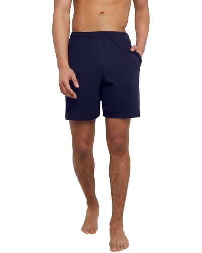 Hanes Athletic Favorite Cotton Pull-on Knit Pockets Gym 7.5in Inseam Shorts - Blue