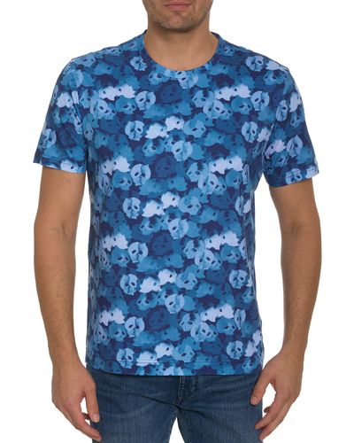 Robert Graham Skull Camo Short-sleeve Cotton Knit T-shirt - Blue