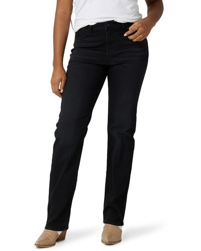 Wrangler Womens High Rise True Straight Fit Jeans - Black