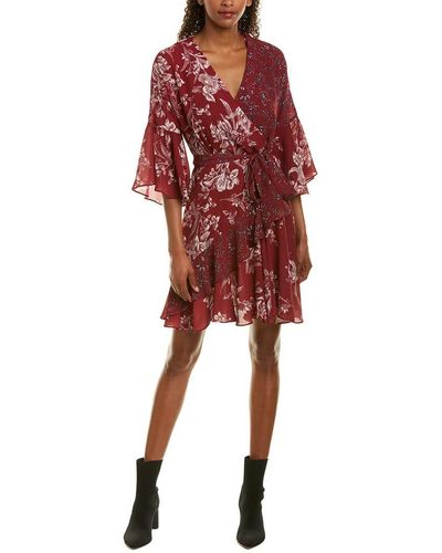 French Connection Frill Wrap Floral Dress - Red