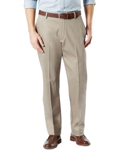 Dockers Men's Relaxed Fit Signature Khaki Lux Cotton Stretch Pants - Pleated, Timber Wolf, 38w X 32l - Natural
