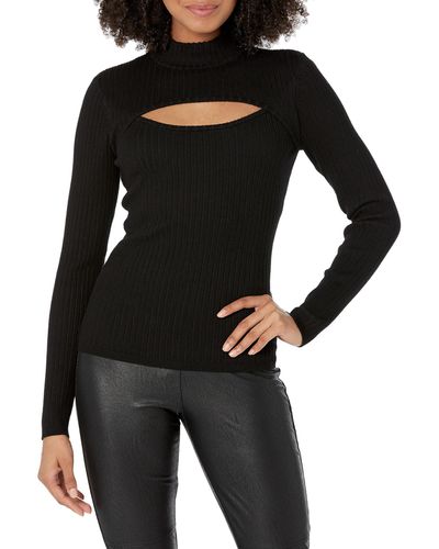 Guess Long Sleeve Rib Cutout Clarita Sweater - Black