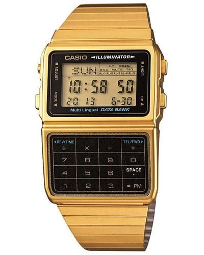 G-Shock #dbc611g-1d Gold Tone 25 Memory Calculator Databank Watch - Metallic