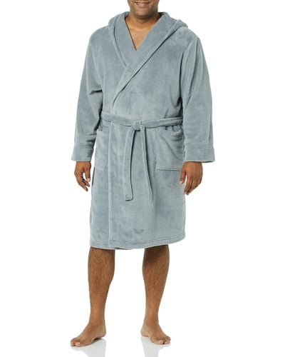 Amazon Essentials Mid-length Plush Robe - Blue