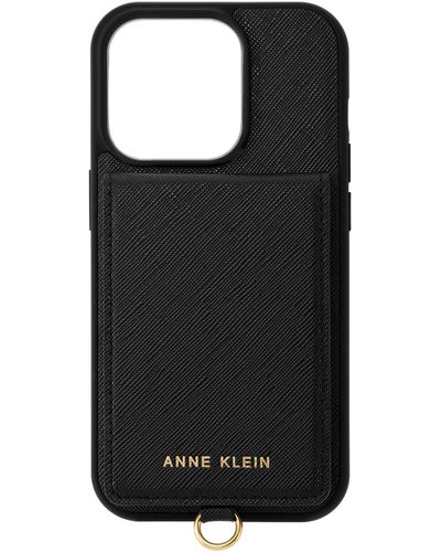 Anne Klein Saffiano Vegan Leather Apple Iphone 13 And 14 Case - Black