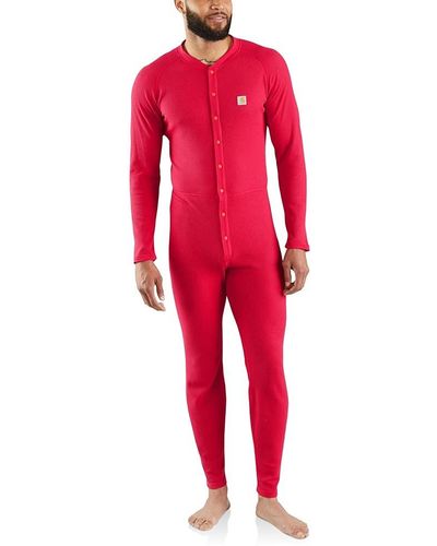 Carhartt Mens Base Force Classic Thermal Base Layer Union Suit - Red