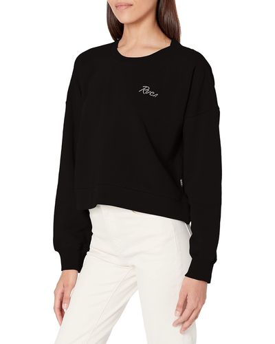 RVCA Graphic Fleece Pullover Crew Neck Sweatshirt - Black