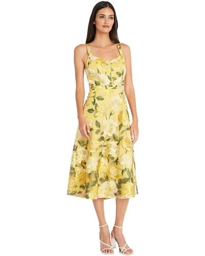 Maggy London Floral Summer Sweetheart Neckline | Pretty Garden Wedding Guest Dresses For - Yellow