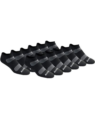 Saucony Big & Tall Multi-pack Mesh Ventilating Comfort Fit Performance No-show Socks - Black